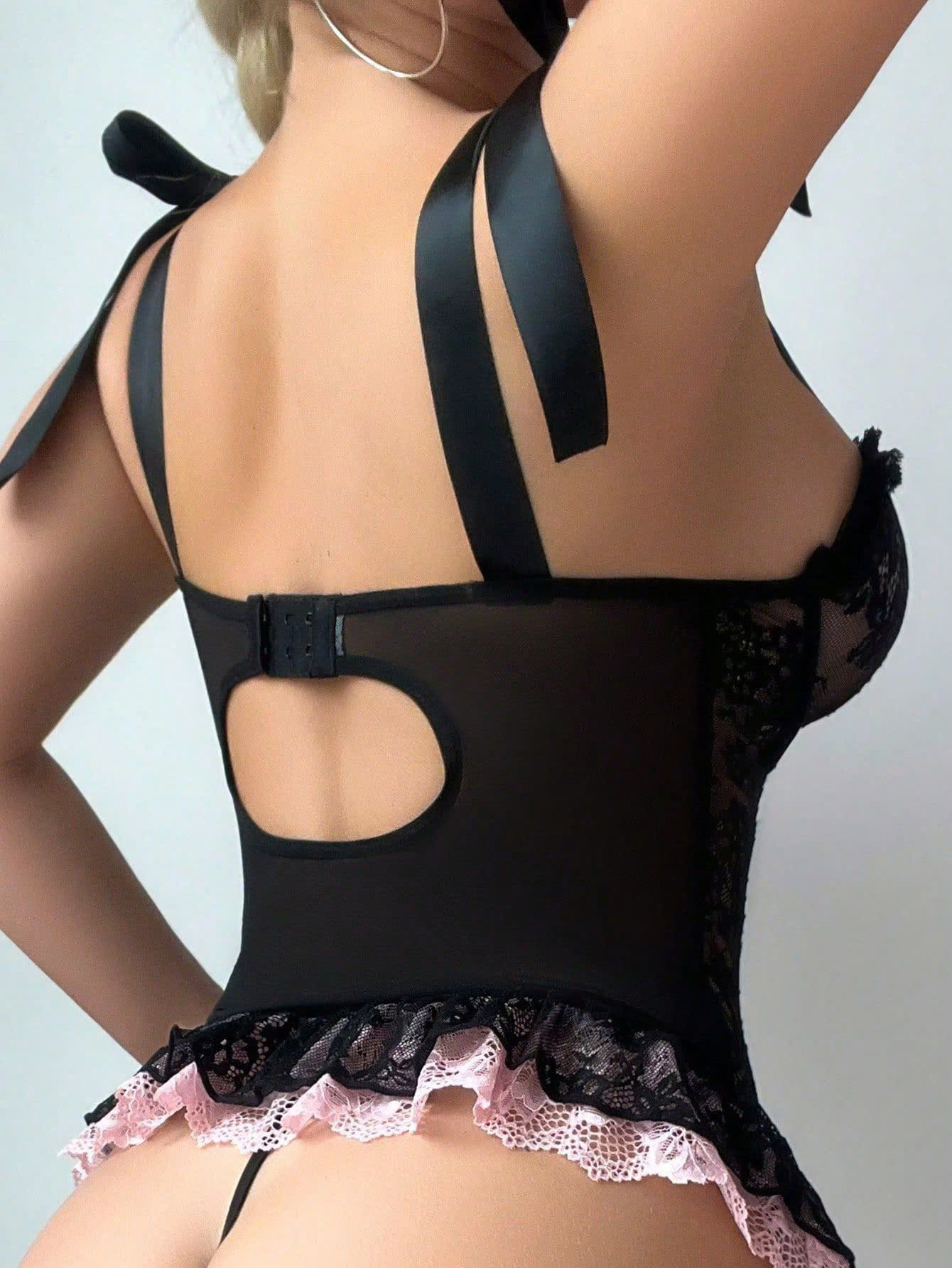 Bộ Corset Ren Phối Nơ