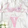 Bộ Đồ Lót Ren Dây Nơ Trái Tim