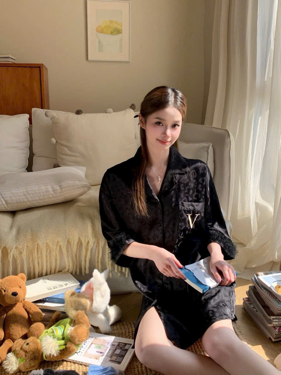 Váy Ngủ Sơmi Trơn Thanh Lịch