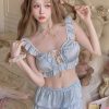 Bộ Đồ Ngủ Croptop Cột Dây