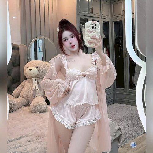 Bộ Đồ Ngủ Lụa Dây Nơ