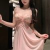 Váy Ngủ Nữ Lụa Phối Ren Hoa