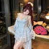 Váy Ngủ Ren Phối Lụa Nữ Tính