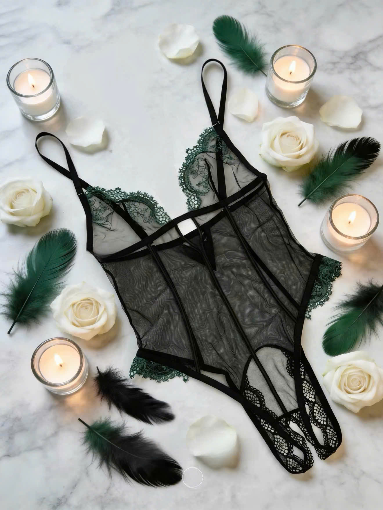Bộ Bodysuit Ren Trơn Sexy