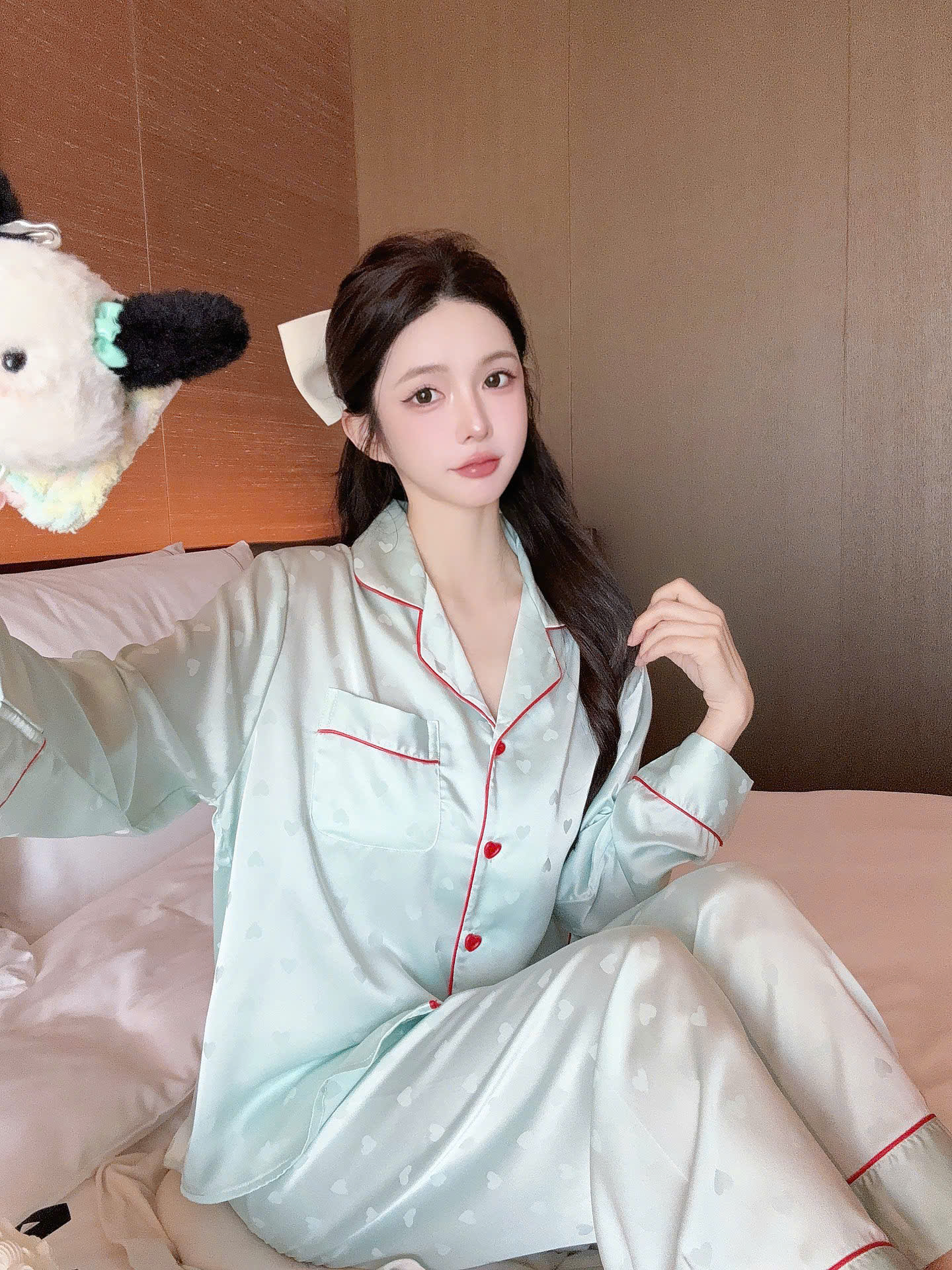 Bộ Pijama Trái Tim Nữ Tính