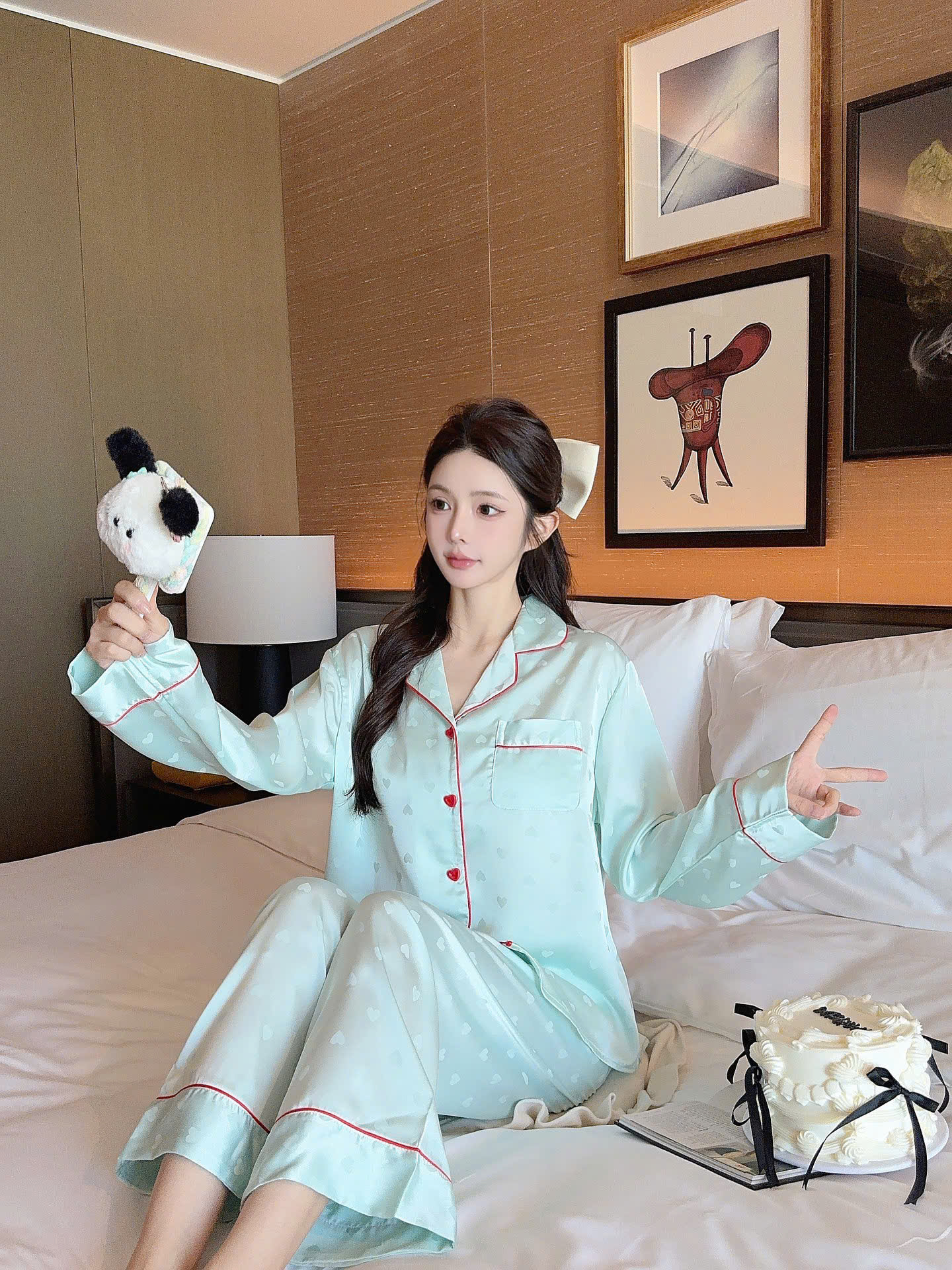 Bộ Pijama Trái Tim Nữ Tính