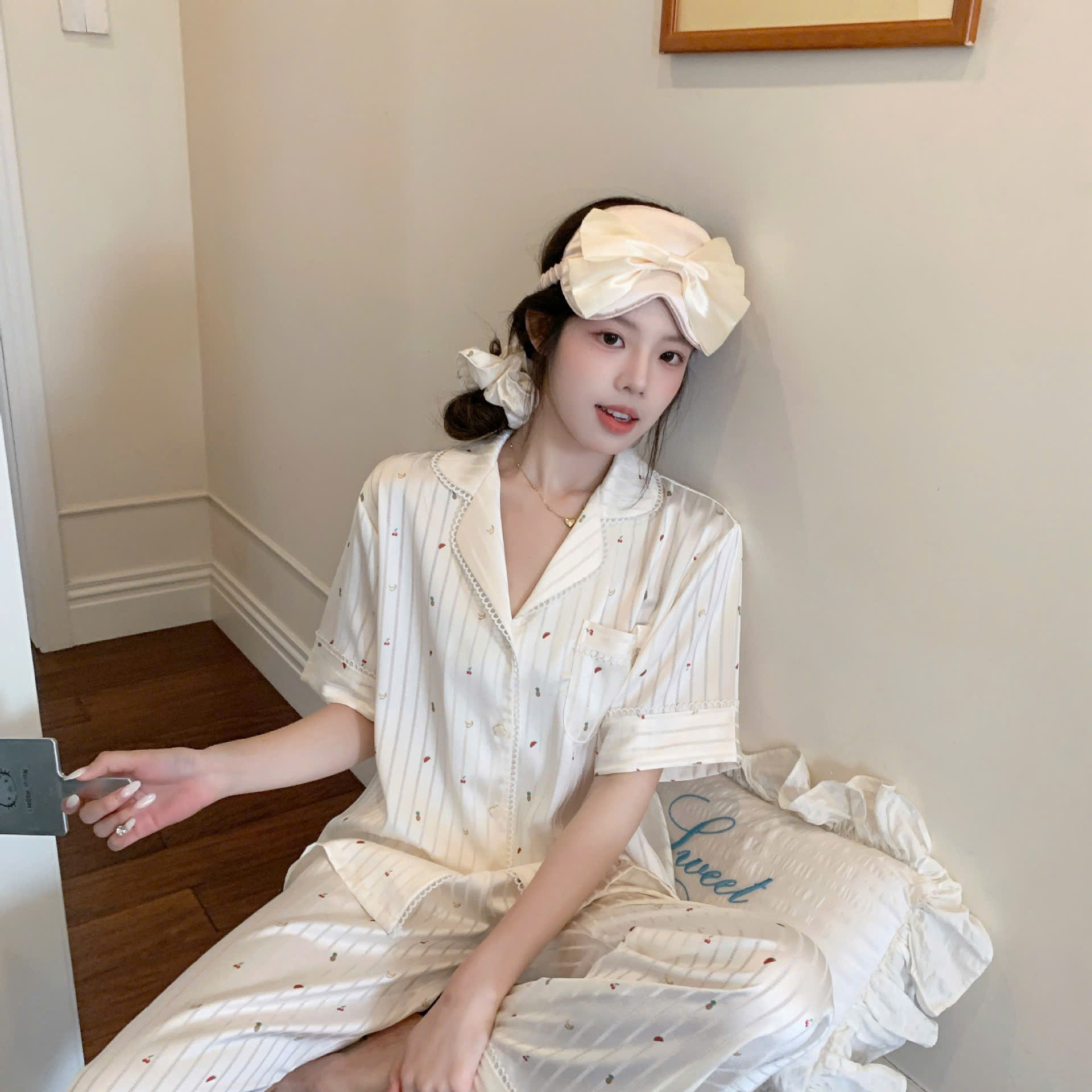 Đồ Ngủ Pijama Lụa Họa Tiết