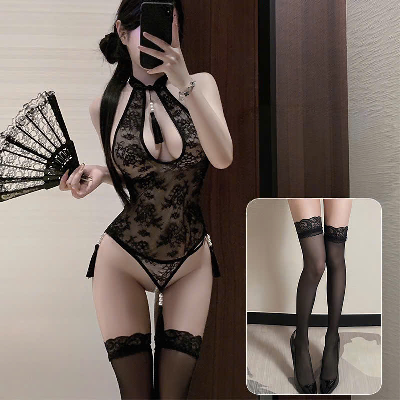 Bộ Bodysuit Cosplay Yếm Ren