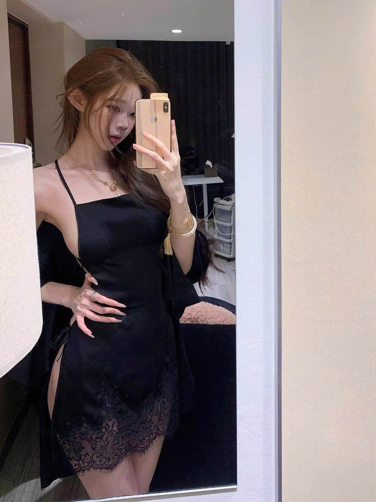 Đầm Ngủ Lụa Phối Ren Sexy