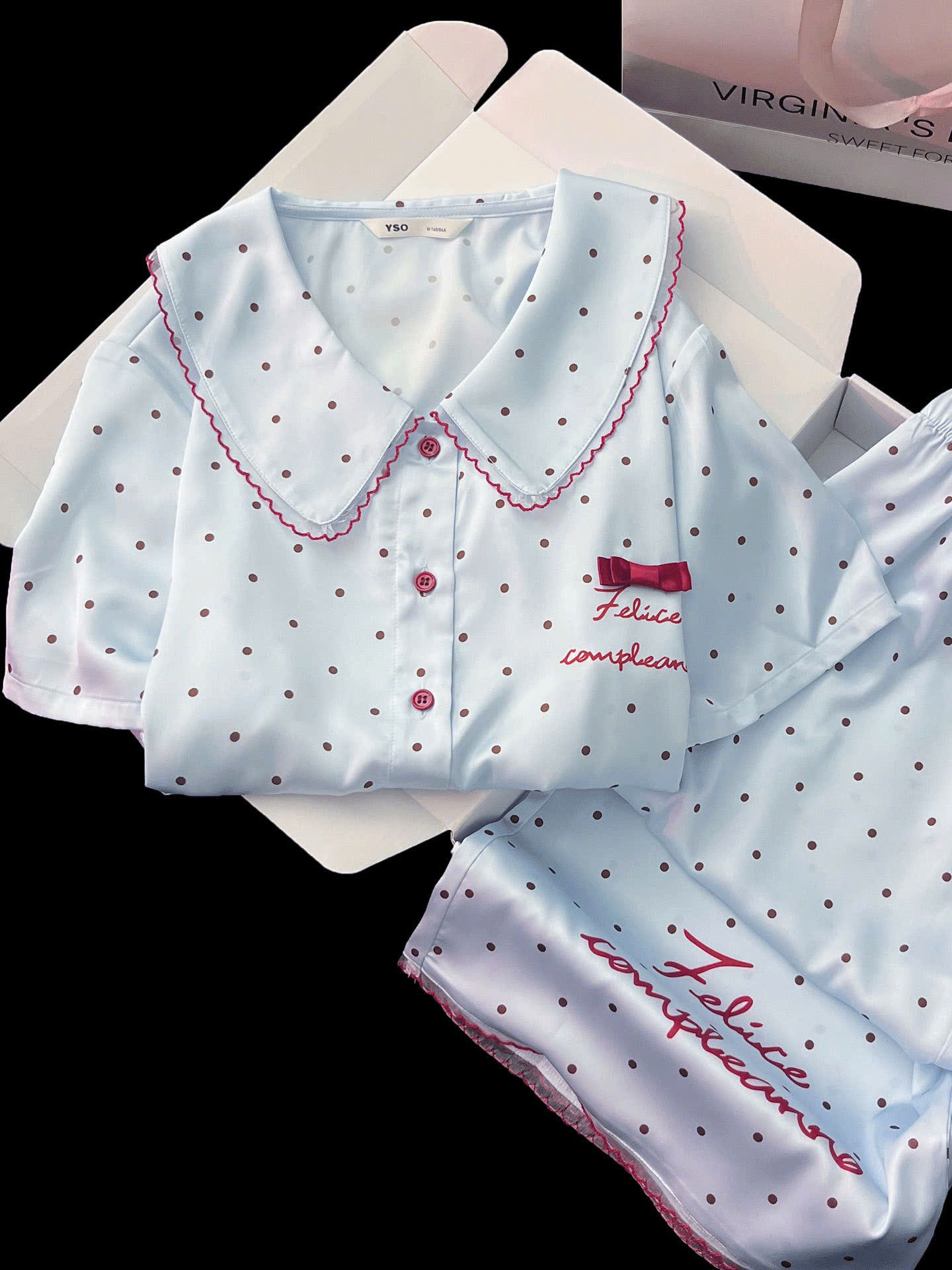 Bộ Pijama Lụa Chấm Bi
