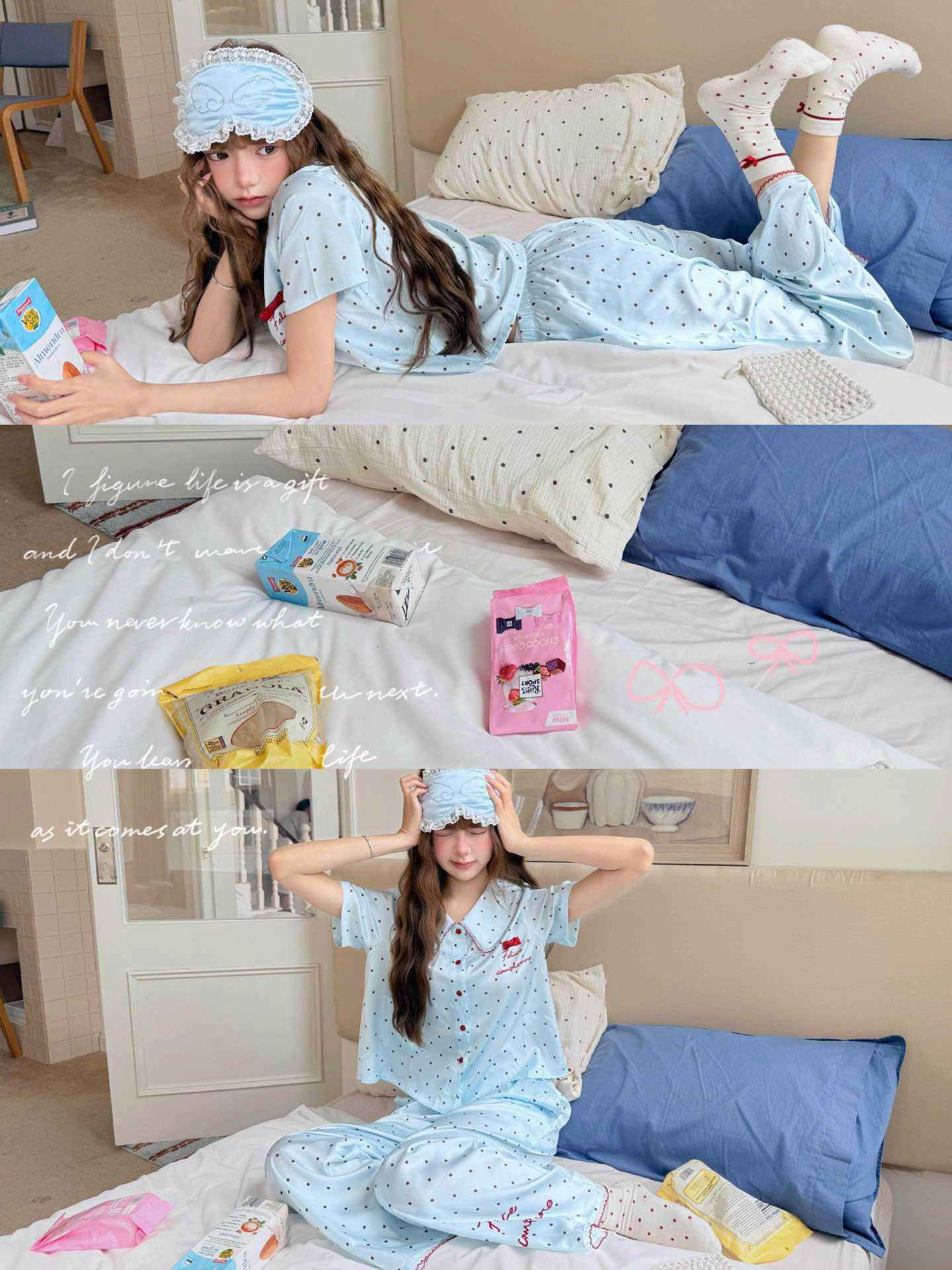 Bộ Pijama Lụa Chấm Bi