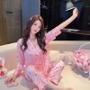 Bộ Pyjama Nơ Sọc Hồng