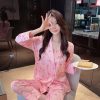 Bộ Pyjama Nơ Sọc Hồng