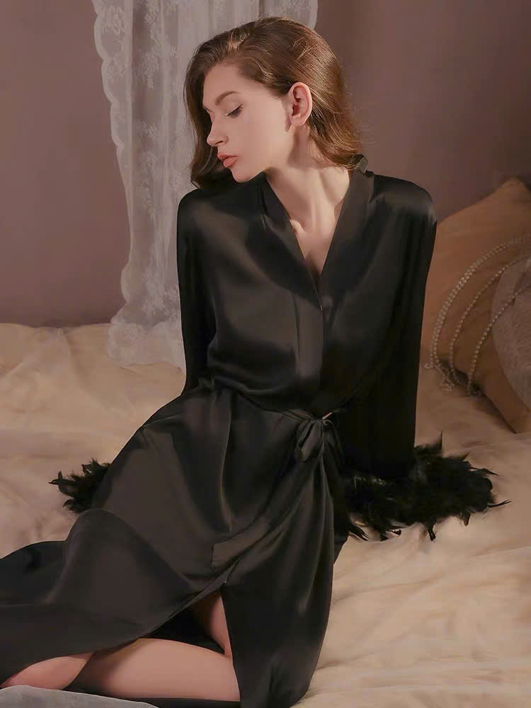 Áo Choàng Ngủ Lụa Dáng Maxi