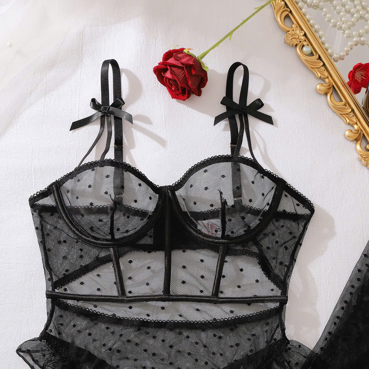 Bộ Bodysuit Chấm Bi Sexy