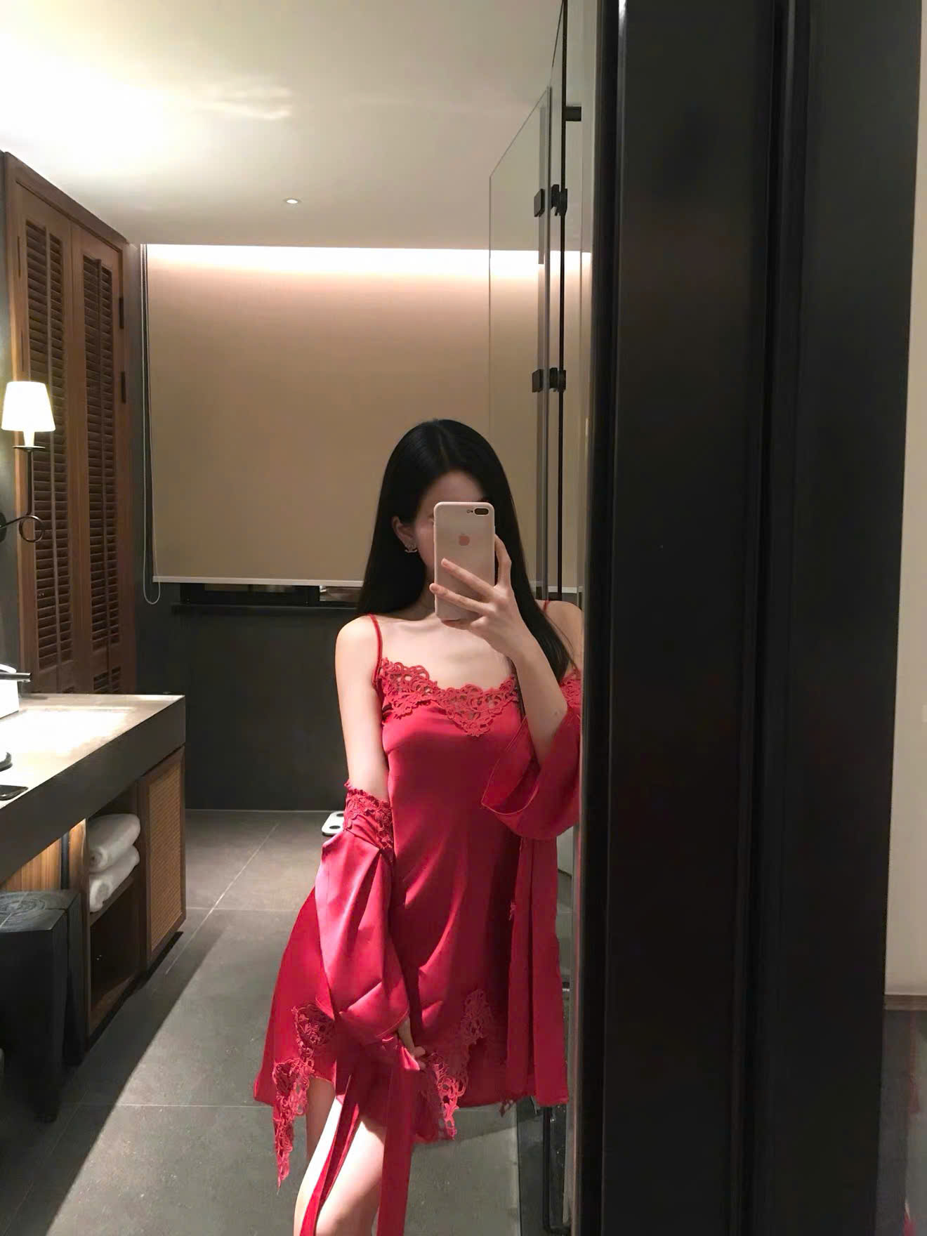 Set Váy Ngủ Satin Phối Ren